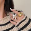 Tulip Flower Flower Ring Glaze French Irregular Ring Retro Enamel Finger Ring  Gift