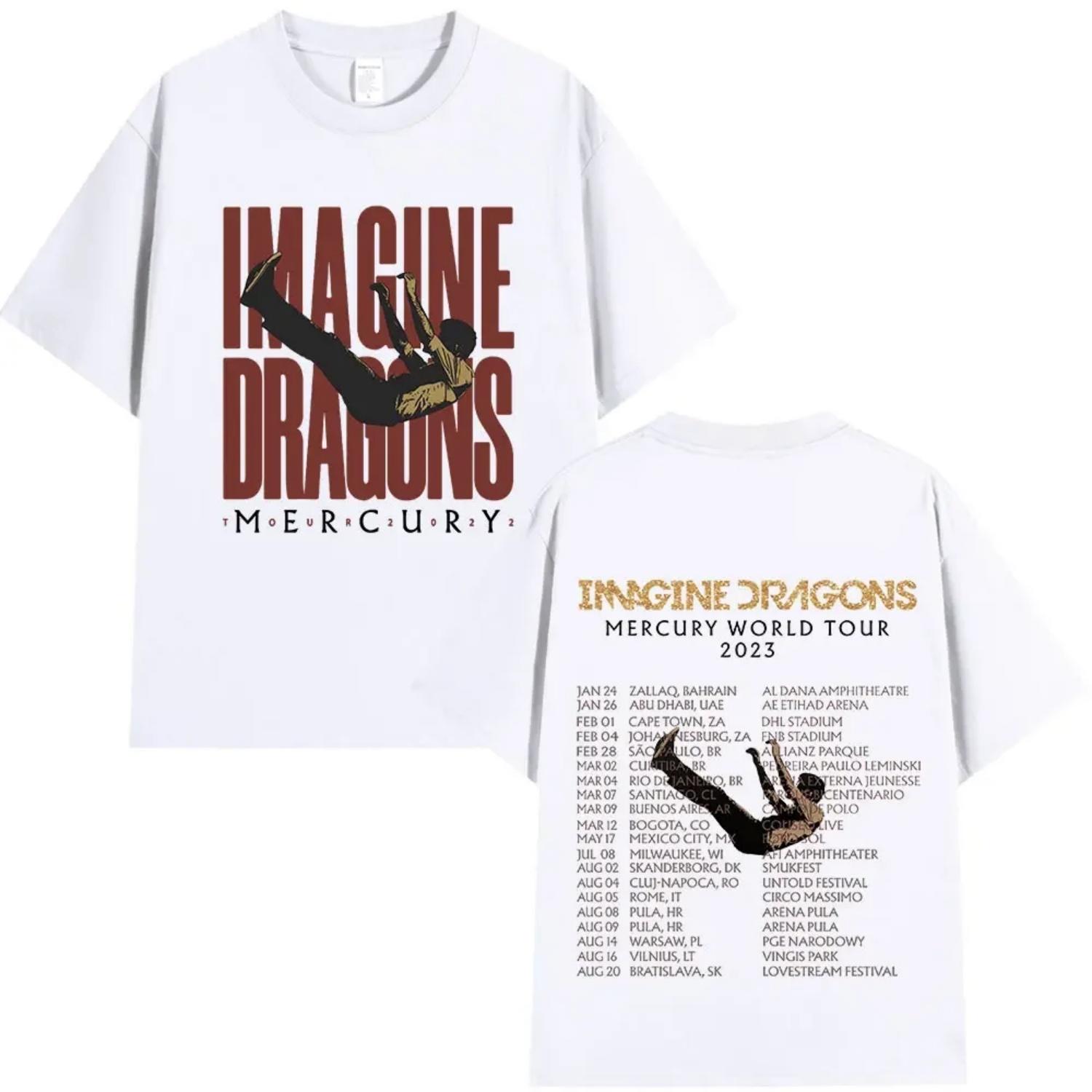 

Imagine Dragons Mercury Tour Concert T Shirt Hip Hop Rock Band Tshirt Men Women Clothing Cotton Loose Short Sleeve T-shirts S разноцветный