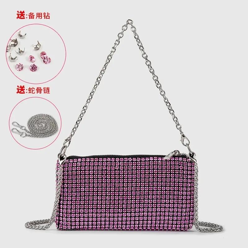 New Women's Bag 2025 Versatile Rhinestones Handbags with Diamond Chain Mini Bags Female Purse Wallet Shoulder Crossbody Bags