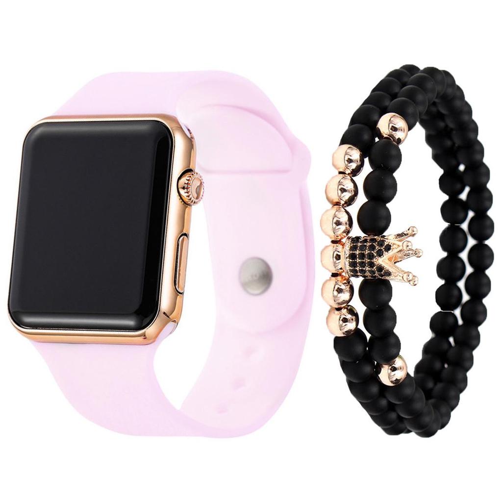 3-Piece Men's LED Silicone Watch & Bracelet Set