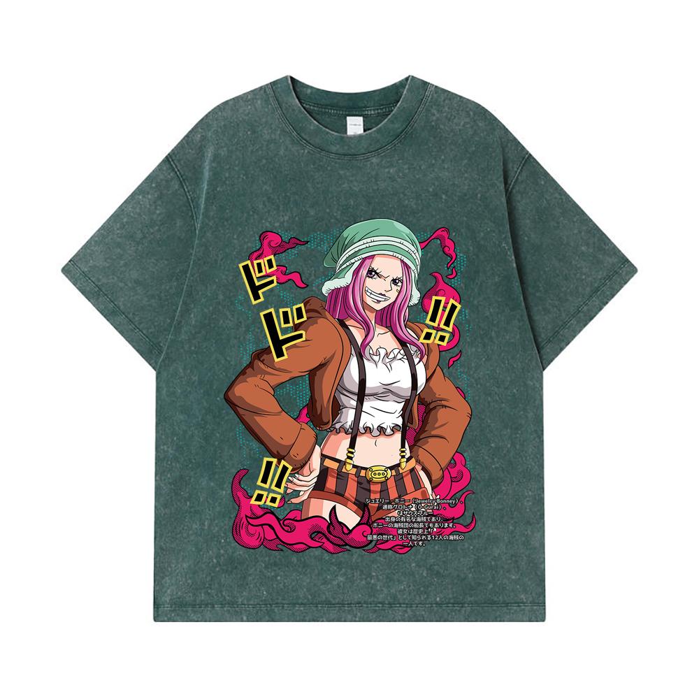 275 GSM Washed T-shirts 100% Cotton One Piece V25 Bonney Print Unisex Heavy Cotton T Shirt