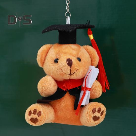 Eksamen Teddybjørn med PhD-hatt Hypoallergenisk Plysj Kosedyr Barn Følge Dukke Nøkkelringtilbehør & Skrivebordsdekor for Nyutdannede
