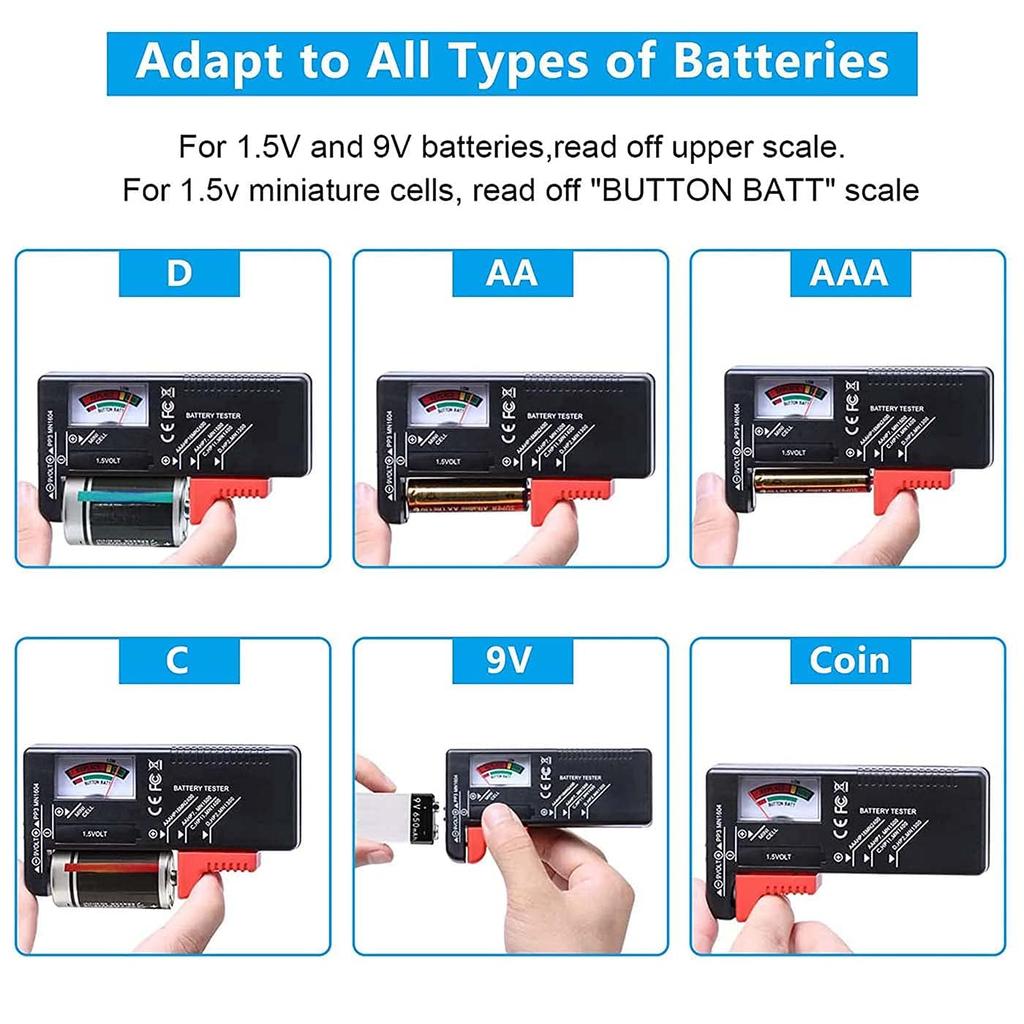 Battery Tester,Household Battery Tester,Universal Battery Tester,for AA AA C D 9V 1.5V Button Cell Batteries