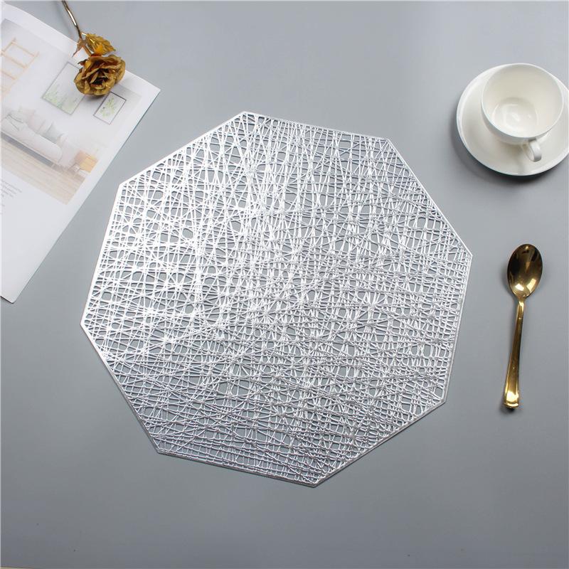 

Изолированный и водонепроницаемый плейсмат, западный стиль, ПВХ, ажурный, нескользящий, для домашнего использования, подставка для стола, в стиле инс, восьмиугольный, креативное украшение