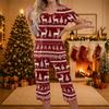 Women's Casual Christmas Print Two-Piece Outfit with Short Sleeve Top and Pants
