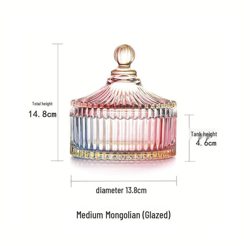 European Glass Bowl Jewelry Box: Crystal Demagnetization Purification Jar with Omamori Salt and Lid