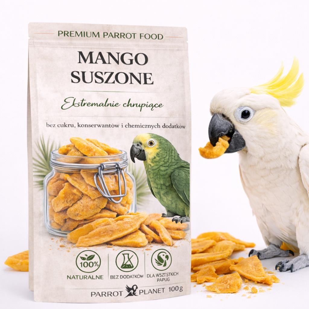 Premium Parrot Food | Naturalnie Suszone Mango | Zdrowa Przekąska Dla Wszystkich Papug 100G
