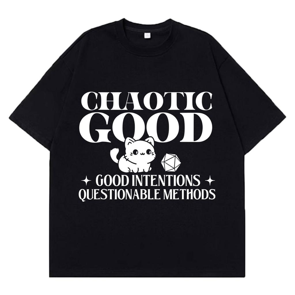 Chaotic Good Funny Cat Meme Tshirt Unisex Unisex Fashion Tshirt Shortsleeved Loose Casual Cotton Summer Tshirts Streetwear