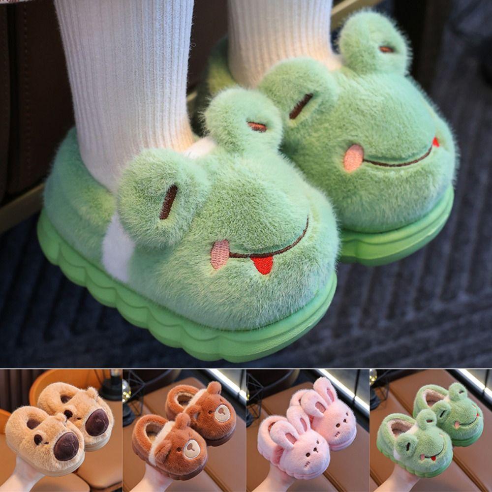 Thickened Children's Cotton Slippers Non Slip Kids Winter Warm Booties Kids Plush Shoes  Girls Boys