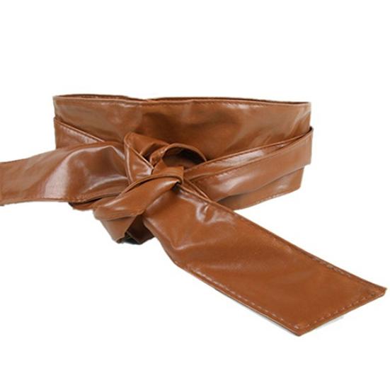 Women's Faux Leather Bowknot Wrap Corset Tie Cinch Waist Belt Band Waistband