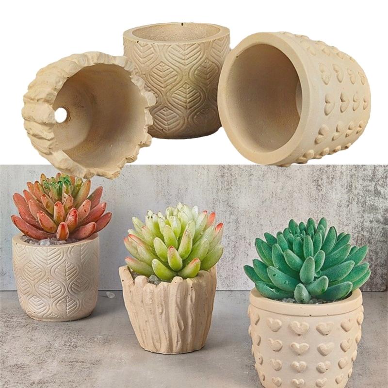3D Relief Heart Vase Mold DIY Succulent Flower Pots Silicone Mold for DIY Crafts Unique Planter Candle Holder Gypsum