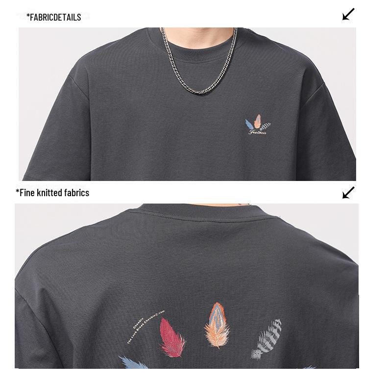 Men's American Retro Short-Sleeve Printed Casual T-Shirt - Summer Style, Comfortable Heavyweight Tee