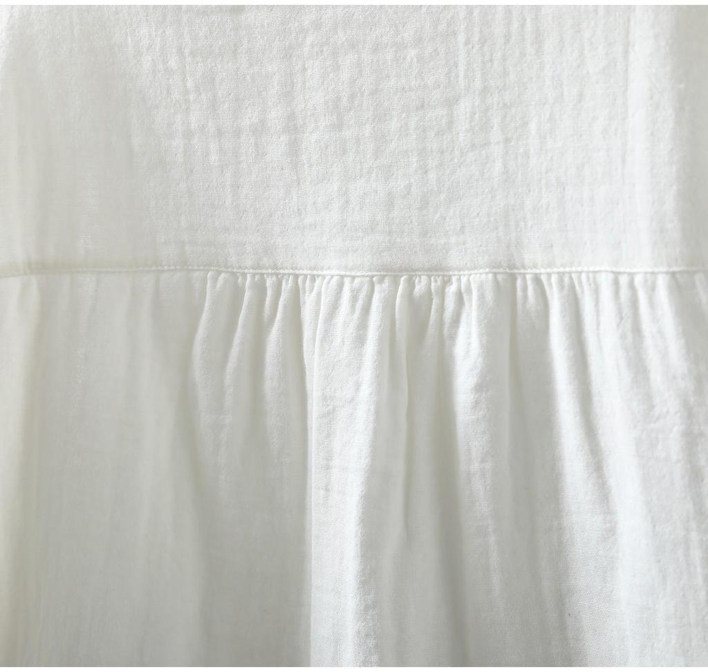 2026 Spring Lace Button Women's Double Layer Cotton Gauze White Shirt - Versatile & Age-Reducing