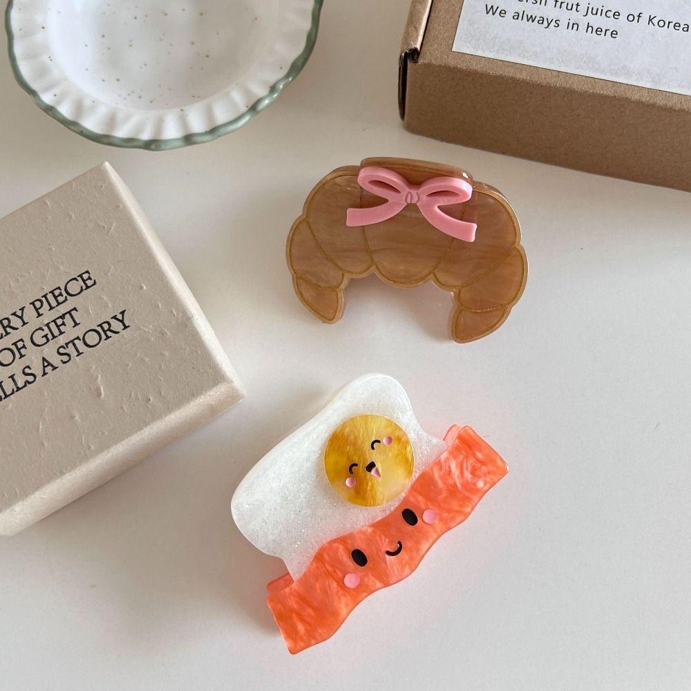 Cute Croissant Shark Clip Toast Delicious Food Claw Clip Acetate Hair Crab Clip Gift