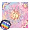 Colorful Tarot Table Cover Sacred Cloth Tarot Tablecloth Sun Star Moon Tablecloth for Spiritual Practice Party Decors