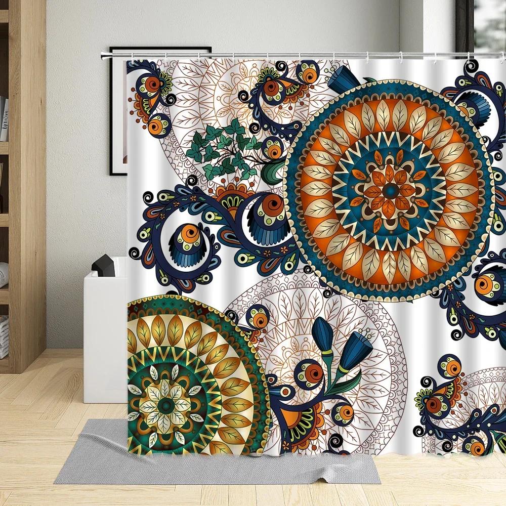 Badezimmer Deko Bunter Bohemia Druck Wasserdichter Duschvorhang 3D Exotische Vorhänge Sichtschutz Mit Haken