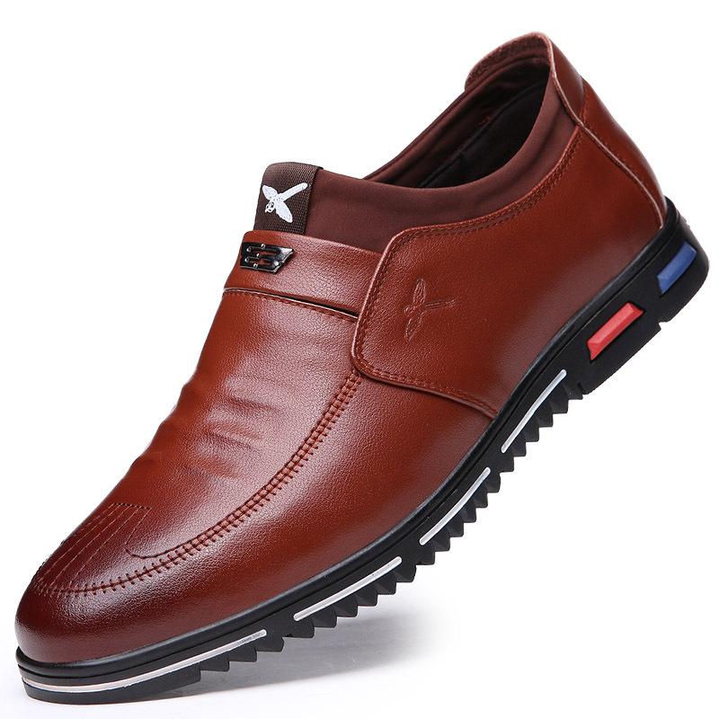 

Spring and Autumn new men s shoes genuine leather business casual shoes men s Korean version breathable soft-soled leather shoes soft-faced mid 44