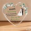 2D Flat, "Happy Anniversary" Heart-Shaped Anniversary Acrylic Desktop Decoration, Romantic Floral Design, Home Decor Plaque Hanging Wall Art Decorativ