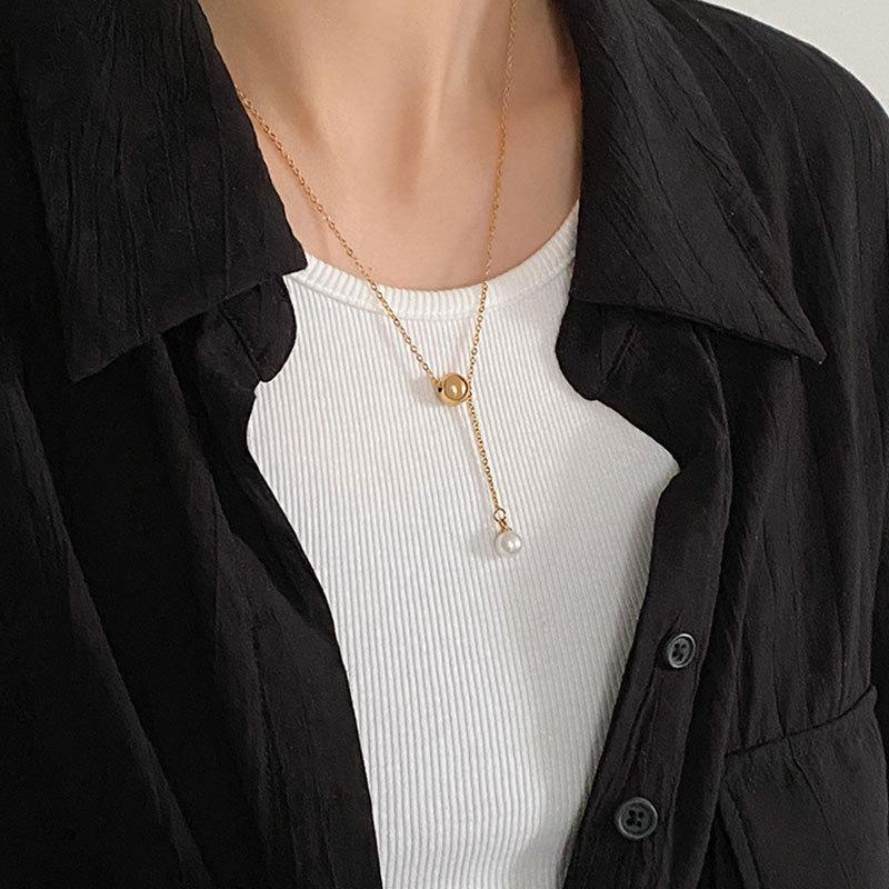 Nischen-Luxus Y-Kette für Damen, Perlenquasten-Halskette für Herbst und Winter-Nische für Damen, vielseitige Schlüsselbeinkette für Damen