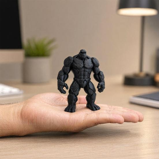 3D Printed Stone Gorilla Statue, Rock Muscle Figure with Heavy Base, Creative Desk Decor, Home Office Ornament, Unique Gift for Men Boys