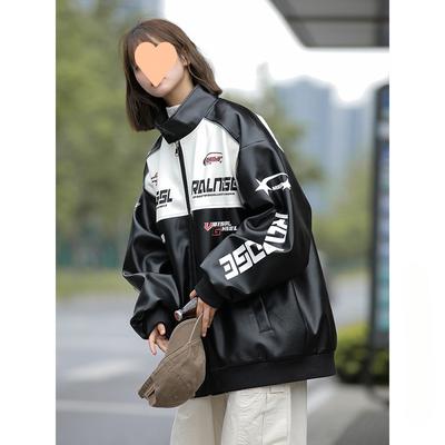 Giacca Tuta da Corsa da Uomo Autunno Giacca in Pelle PU Bello Abbigliamento da Moto High Street