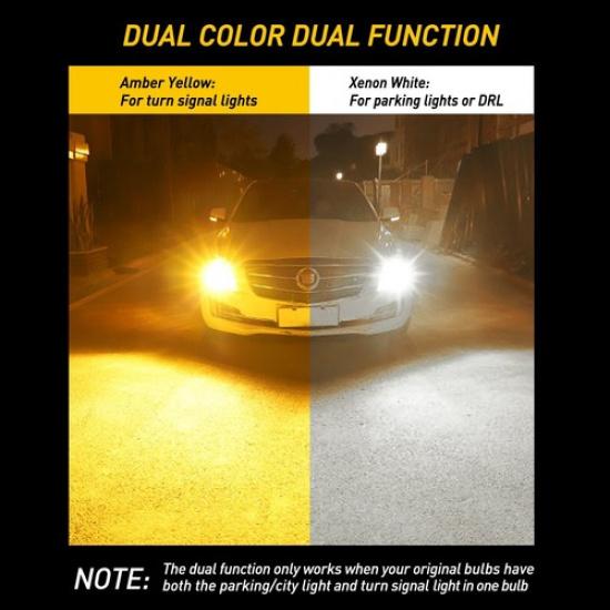 2X Error Free White/Amber 1157 LED DRL Switchback Turn Signal Parking Light Bulb