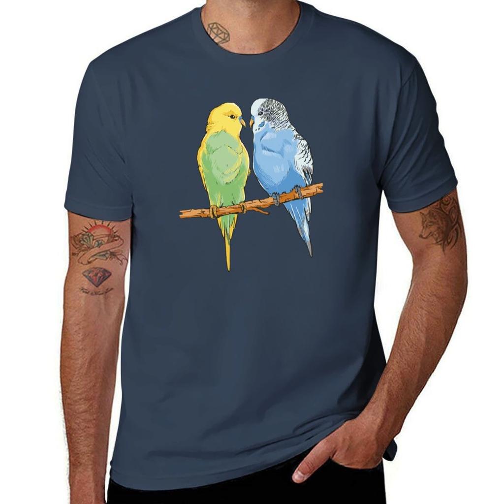 Budgie Couple Tshirt Summer Sports Quick Dry Tshirt