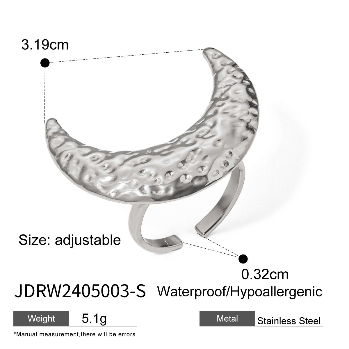 

18K PVD-покрытие, модные серьги из нержавеющей стали с молотком и полумесяцем, набор открывающихся колец, водонепроницаемые для женщин, праздничный подарок