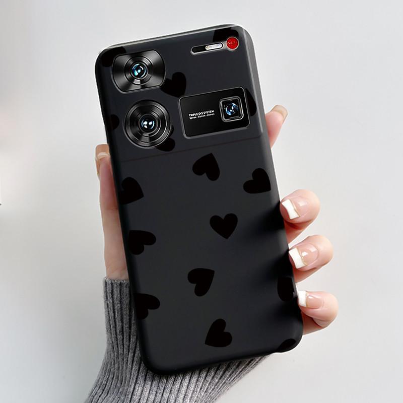 Case For ZTE Nubia Z60 Z70 Z70S Z50 Ultra Cute Love Heart Rabbit Matte Black Soft Silicone Cover For Nubia Z60Ultra Fundas Shell