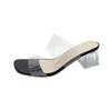 Fashion Transparent Crystal Heel Sandals Women's Outdoor Wear High Heels Sexy Thick Heel Ladies Slides Rubber Bottom PVC Material