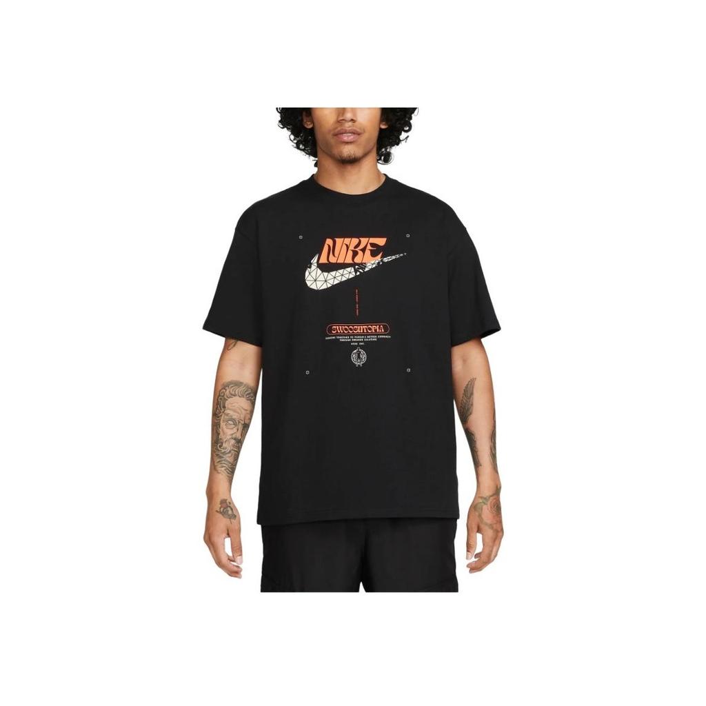 Nike Volný střih Kulatý výstřih Potisk písmen Pánské topy Černá HF0488-010