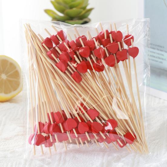 50/100Pcs Disposable Bamboo Sticks Premium Cocktail Forks Appetizers Natural Bamboo Skewers Cocktail Party Accessories
