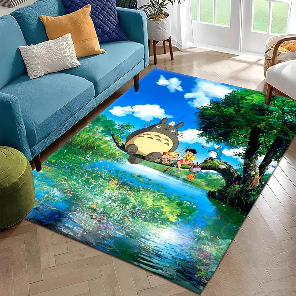 3D T-TotoroS Cartoon Anime Japan Teppich Teppich für Kunst Wohnzimmer Dekor Sofa Zuhause Schlafzimmer Geschenke Fans Teppichboden Rutschfeste Fußmatte