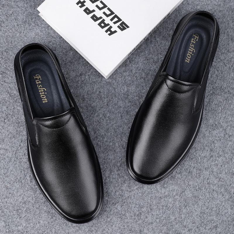 Fashion Genuine Leather Men's Warm Winter Shoes Formal Dress Loafers Casual Soft Mens Business Shoes Comfortable Non-slip Driving Shoes