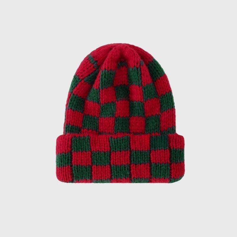 Nuovo Berretto Invernale a Quadri Giapponese Coreano con Teschio Berretto Lavorato a Maglia per Donna Ins Marchio di Lusso Y2k Berretto Cappello Caldo Pesante Cappellino Casual