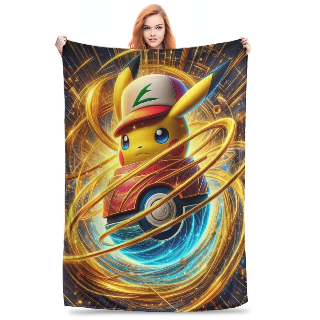 Pikachu In the Poke Plush Blanket Children  Flannel Throw Blanket For Home Decor Super Soft Design Quality Bedspread Gift