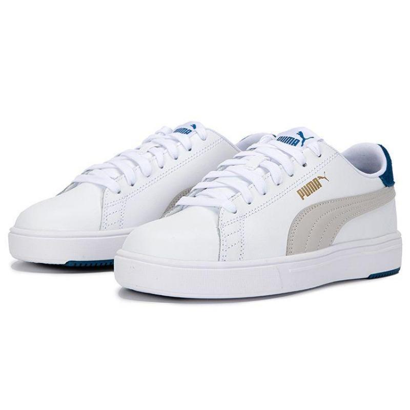 PUMA Serve Pro Lite Unisex Leather Comfort Lightweight Wear-resistant Low Top Skate Shoes White Grey Blue 374902-15