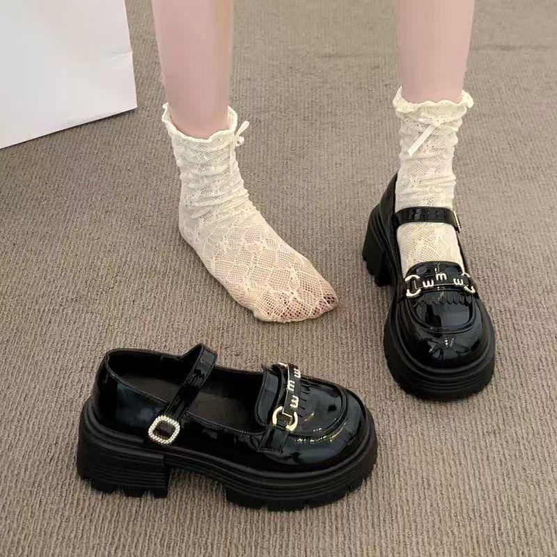 Skinny Thick-soled Small Leather Shoes Female Mary Jane Shoes Skirt Fairy Autumn Wind Japanese with Small Fragrant Single Shoes