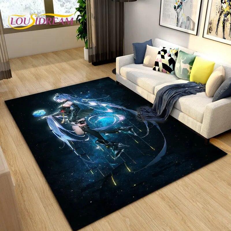 Genshin Impact Game Gamer Cartoon Area Rug,Carpet Rug for Living Room Bedroom Sofa Doormat Decoration, Kids Non-slip Floor Mat