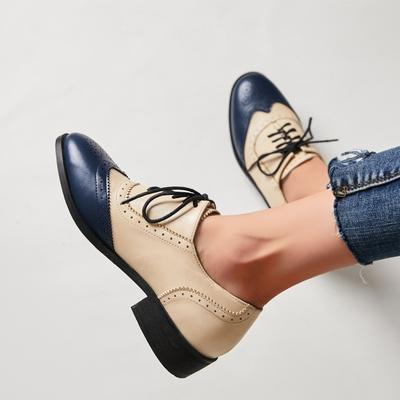 Britischer Stil Retro Damen Oxford Schuhe mit niedrigem Absatz