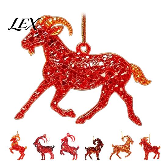Lightweight Holiday Hanging Ornament Goat Christmas Tree Ornaments, Decorative 2D Flat Acrylic Party Decor Pendant for Home Decor, Festive Decorations