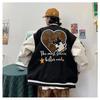 2023 Women's Retro Embroidered Baseball Jacket - American Style, Cotton, Loose Fit for Spring & Autumn