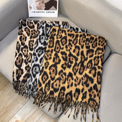 Toamnă și iarnă 2024, noi femei, imprimeu leopard, eșarfă din cașmir, imitație clasică, Spicy Girl, retro, eșarfă groasă, șal cald