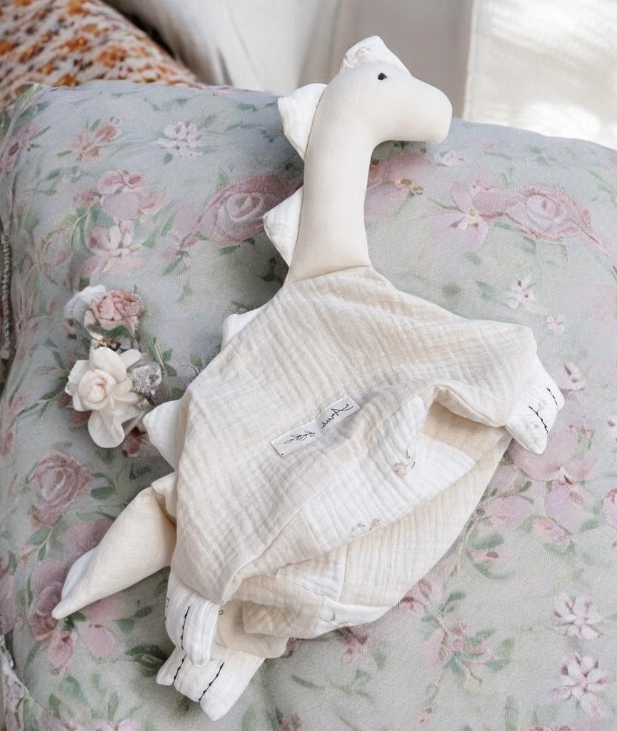 HANDMADE DINUŚ MUSLIN CUDDLY TOY vanilla beige + Tinkerbell