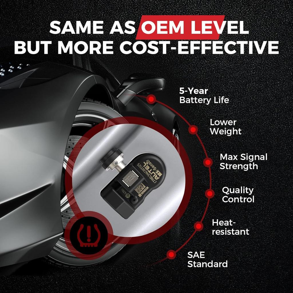 Autel TPMS Sensor 1-Sensor, MX-Sensor 315MHz + 433MHz Metal Valve, Programmable Universal Specially Built for OEM Sensors Replacement, Work with