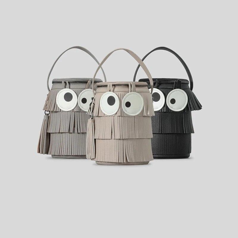 

Модная сумка-ведро с кисточками, креативный дизайн глаз, женские сумки, роскошная сумка через плечо из искусственной кожи, качественные милые женские кошельки