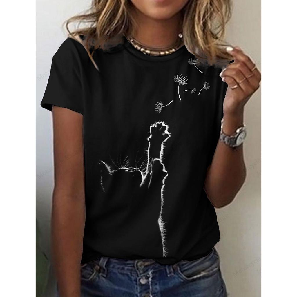 Summer Women's Top Lovely Cat 3d Print Tshirt Women Fashion T-shirt Crew Neck Short Sleeve T Shirt Animal Tops Tees Y2k Clothing