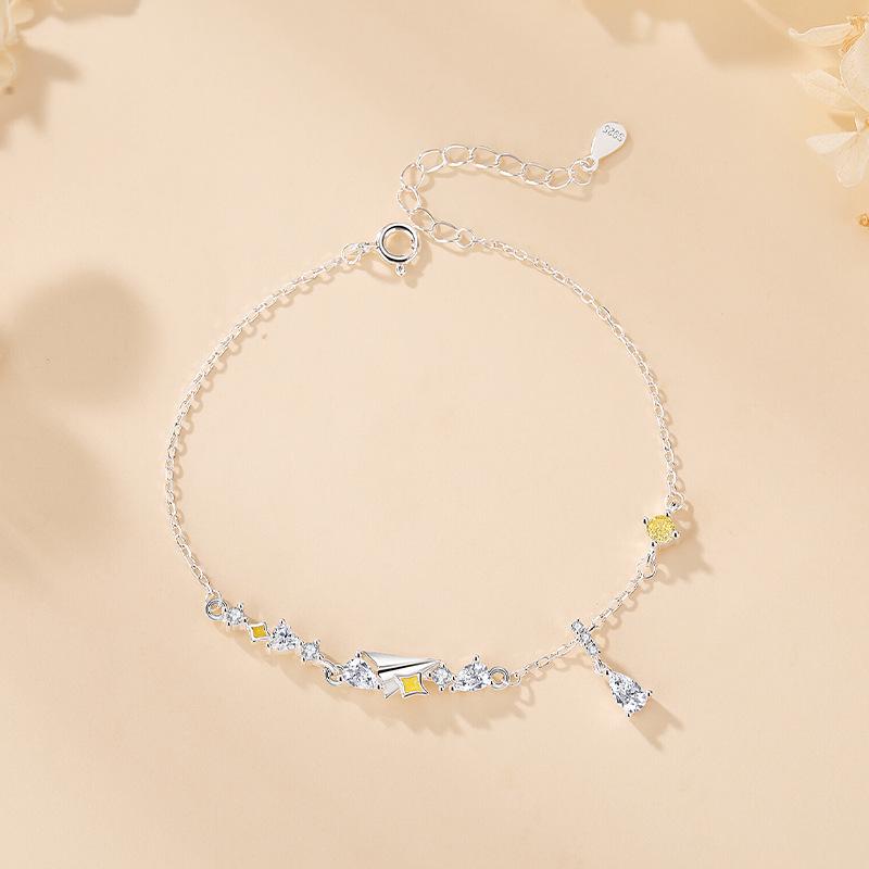 Tichia S925 Sterling Silver Paper Airplane Bracelet - Korean Style, Versatile, Niche Design 925 Silver