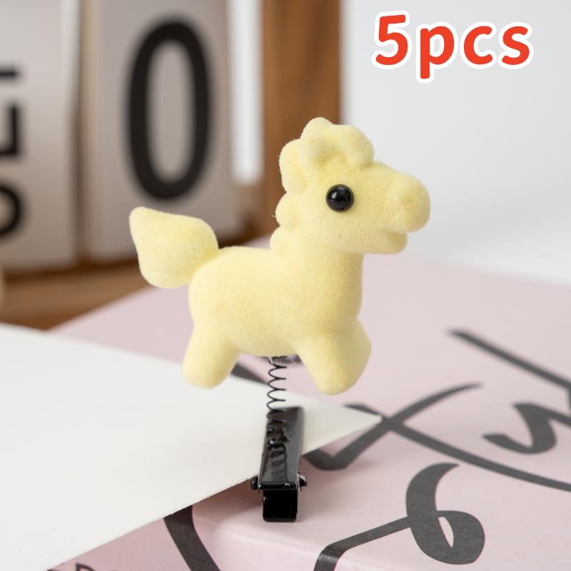 2/5/10 Stück 2026 Neujahr Rotes Pferdehaarspange Niedliche Kinder Haaraccessoires Kawaii 3D Hüpfendes Pony Entenschnabel-Klammer Lustige Geschenke