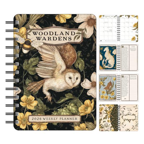 Woodland Wardens 2026 Weekly Planner Spiral Bound Notebook with Nature-Themed Cover 17-Month